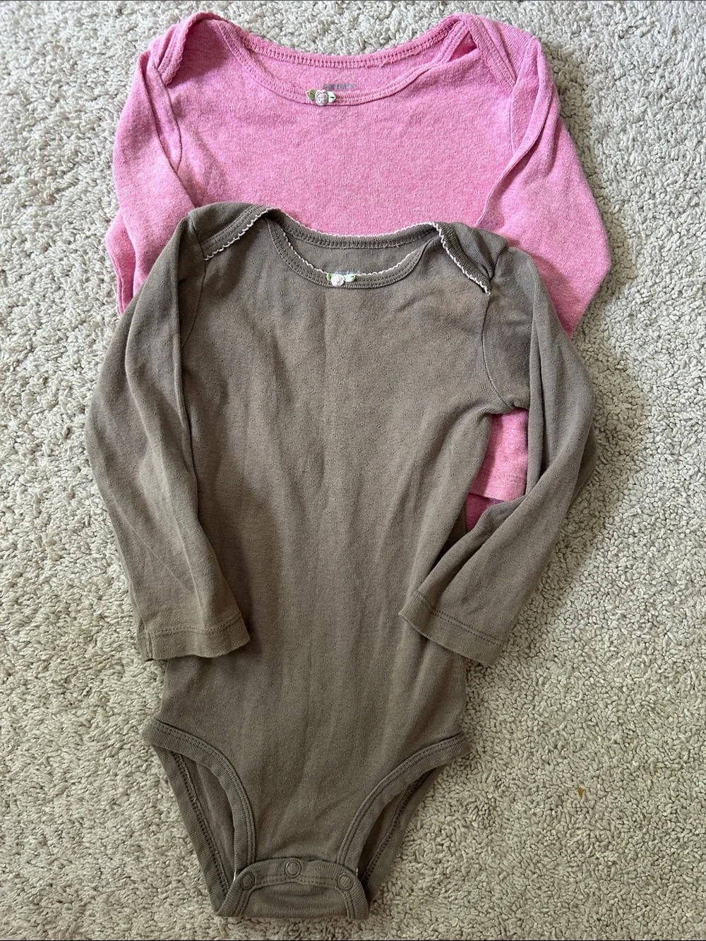 Carter's Long-Sleeve One-Piece Bodysuits in Pink and Brown